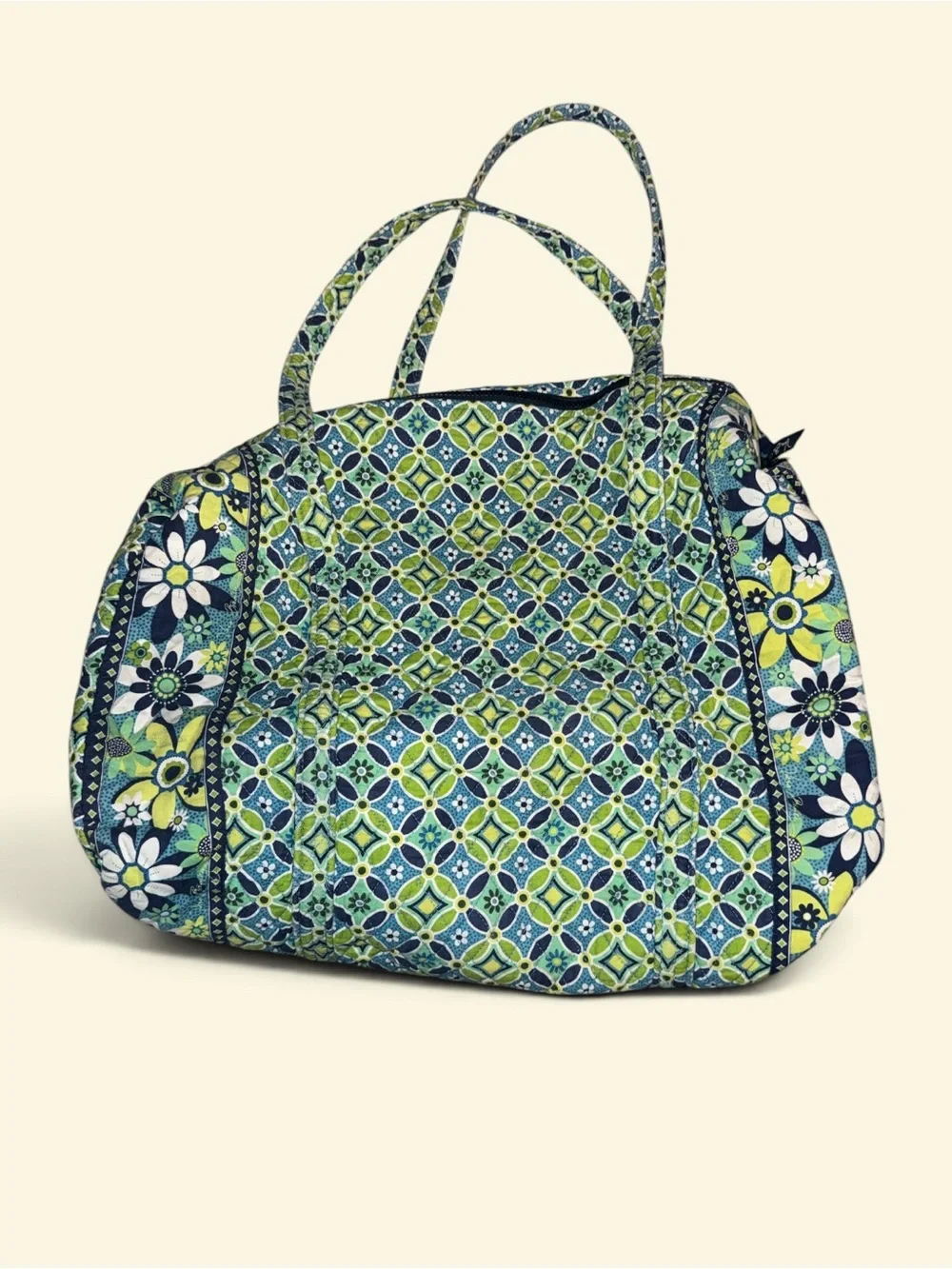 Vera Bradley Tote Duffle Bag Turquoise Blue Lime Green